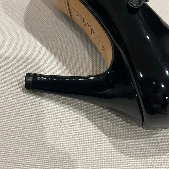 Cole Haan Women Patent Black MaryJane Peep Toe size 7.5 Preowned - Picture 7 of 8